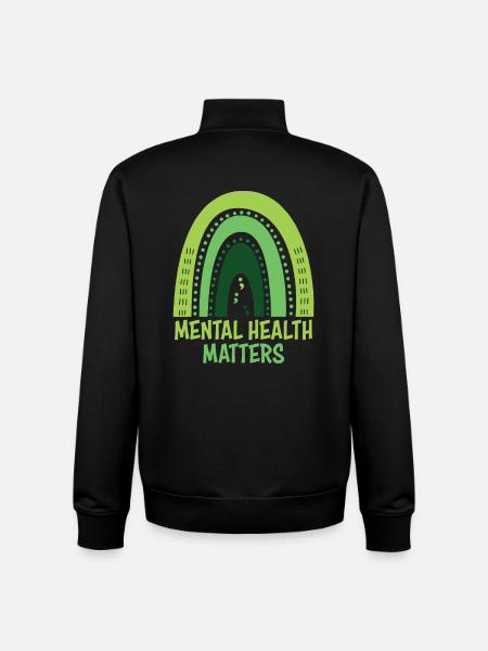 Mental Health Matters Green Rainbow - Unisex Organic Zip Sweatshirt by Stanley/Stella - black