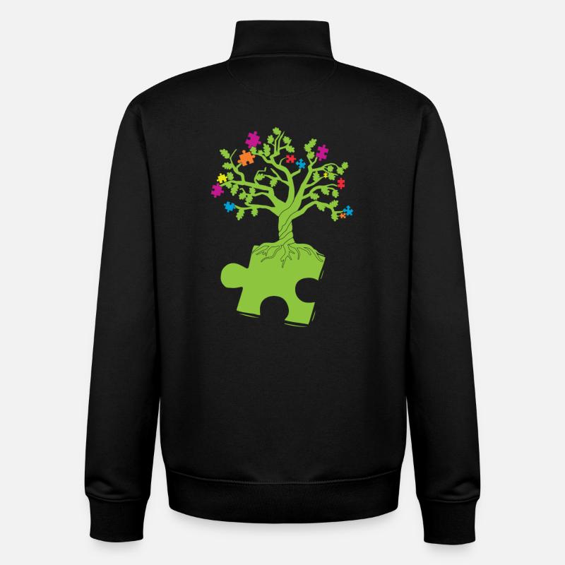 Autismus Awareness Puzzle Baum - Unisex Organic Zip Sweatshirt von Stanley/Stella - Schwarz
