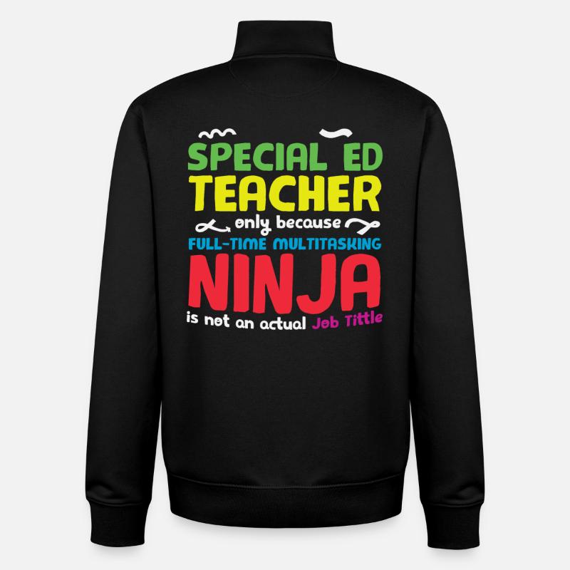 Professeur spécial Ed Autism Ninja - Sweat zippé unisexe en coton bio Stanley/Stella - noir