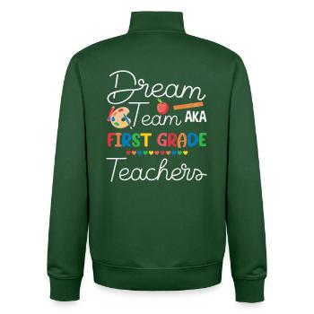 Dream Team Erste Klasse Zurück in die Schule - Unisex Organic Zip Sweatshirt von Stanley/Stella - Flaschengrün - Hinten - AI Model Male 185 dark (185cm)