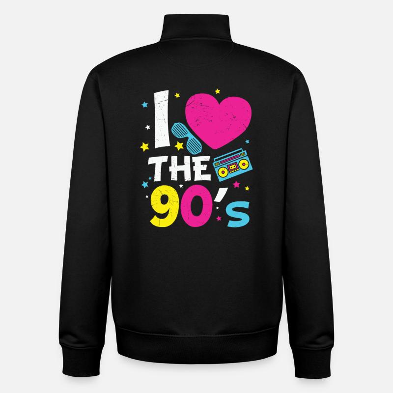 1990's 90S Heart The Nineties - Sweat zippé unisexe en coton bio Stanley/Stella - noir