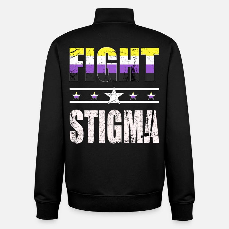 Fight Stigma - LGBTQ - Non-Binary - Unisex Organic Zip Sweatshirt by Stanley/Stella - black