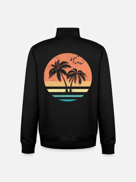 Palm Sunset Retro Circle - Unisex Organic Zip Sweatshirt by Stanley/Stella - black