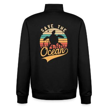 Save The Ocean Marine Sea Turtle Lover - Unisex Organic Zip Sweatshirt by Stanley/Stella - black - Back - AI Model Male 185 light (185cm)