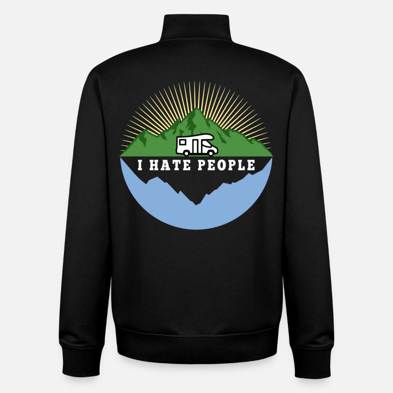 I hate people - Camping Nature Solitude - Sweat zippé unisexe en coton bio Stanley/Stella - noir