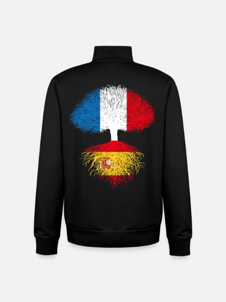 Tree France Spain Spanish roots flags - Unisex Organic Zip Sweatshirt by Stanley/Stella - black