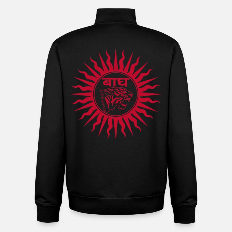 Tigre rouge en Inde - Sweat zippé unisexe en coton bio Stanley/Stella - noir