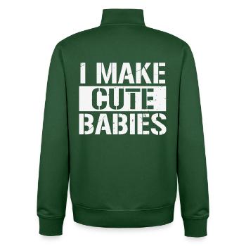 Je fais de mignons bébés cadeau de fête des pères - Sweat zippé unisexe en coton bio Stanley/Stella - vert bouteille - Dos - AI Model Male 185 dark (185cm)