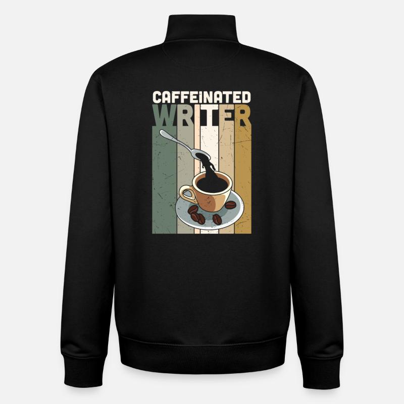 Écrivain caféiné écrivant un écrivain de roman - Sweat zippé unisexe en coton bio Stanley/Stella - noir