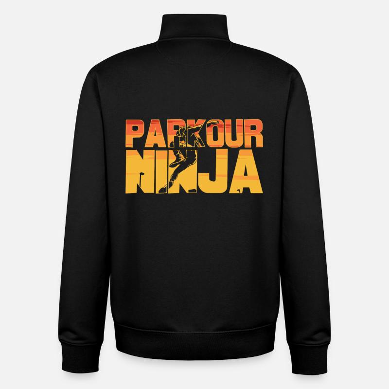 Parkour Ninja Amateurs de Parkour - Sweat zippé unisexe en coton bio Stanley/Stella - noir