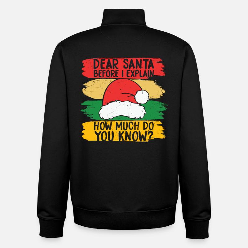 Cher Père Noël, combien savez-vous - Sweat zippé unisexe en coton bio Stanley/Stella - noir