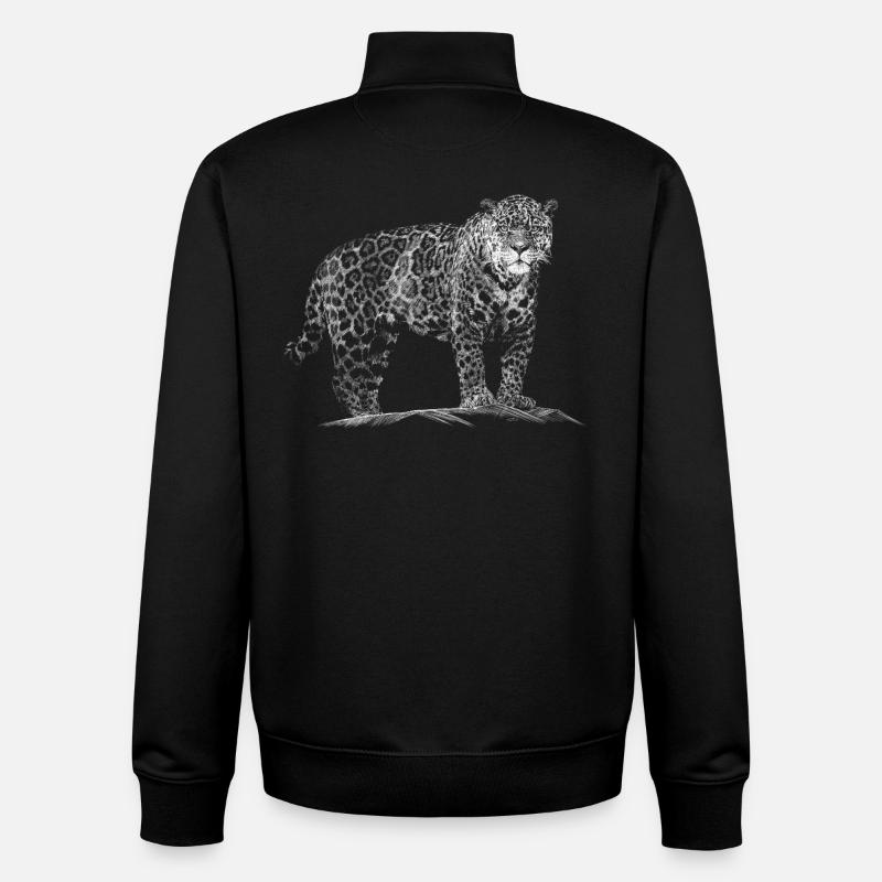 Léopard - Sweat zippé unisexe en coton bio Stanley/Stella - noir