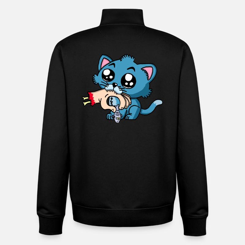 Wenn das Kätzchen Hunger hat - Unisex Organic Zip Sweatshirt von Stanley/Stella - Schwarz