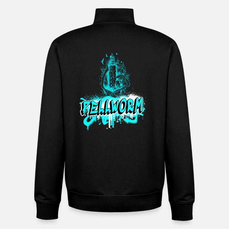Pellworm lighthouse graffiti design - Unisex Organic Zip Sweatshirt by Stanley/Stella - black