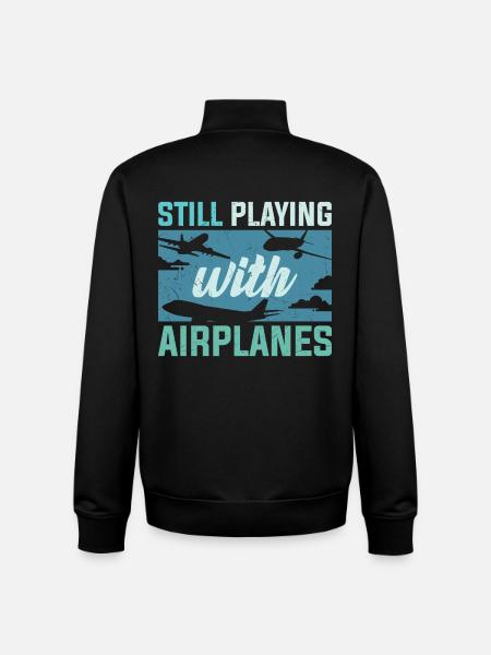 Pilot Still Playing With Airplanes - Unisex Organic Zip Sweatshirt by Stanley/Stella - black