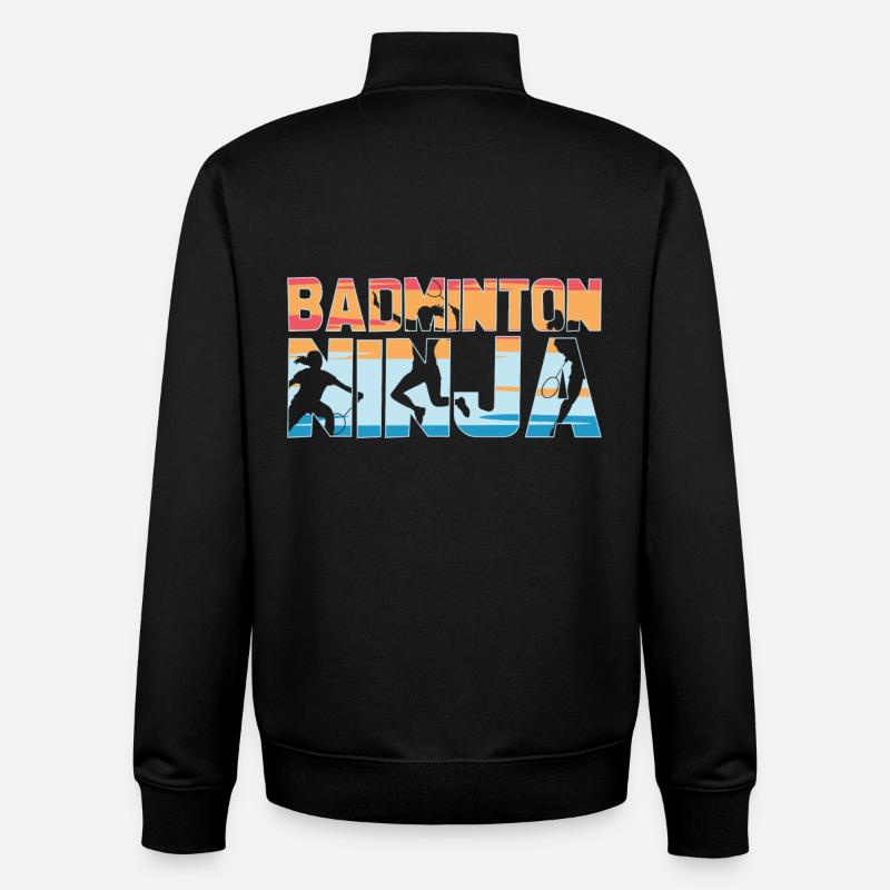 Badminton Ninja Badminton Player - Unisex Organic Zip Sweatshirt by Stanley/Stella - black
