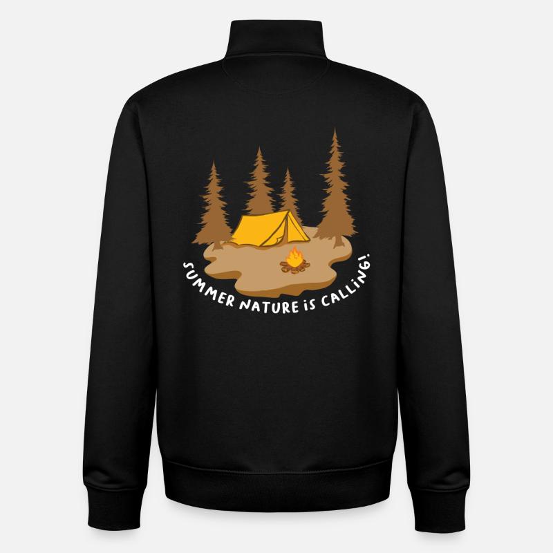 Camping Aventure Randonnée Citation Été La nature est Ca - Sweat zippé unisexe en coton bio Stanley/Stella - noir