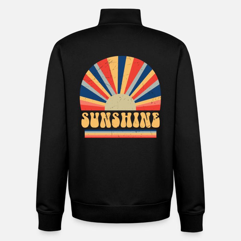 Rétro Style 70s Hippie Sunshine - Sweat zippé unisexe en coton bio Stanley/Stella - noir