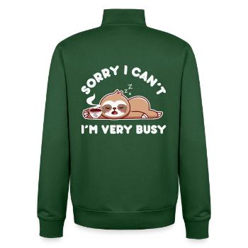 Tut mir leid, ich kann nicht sehr beschäftigt Kaffee Faultier - Unisex Organic Zip Sweatshirt von Stanley/Stella - Flaschengrün - Hinten - AI Model Male 185 dark (185cm)