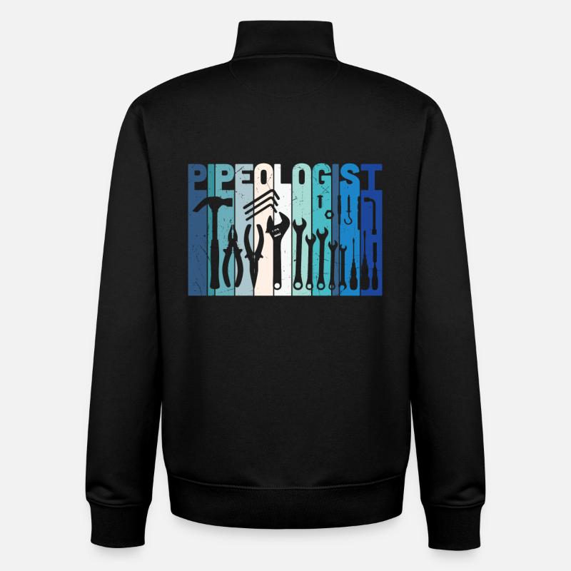 Pipeologist Plumber Tools - Unisex Organic Zip Sweatshirt by Stanley/Stella - black