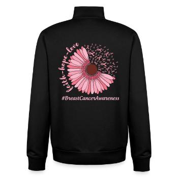 Breast Cancer Awareness Pink Flower - Unisex Organic Zip Sweatshirt by Stanley/Stella - black - Back - AI Model Male 185 light (185cm)