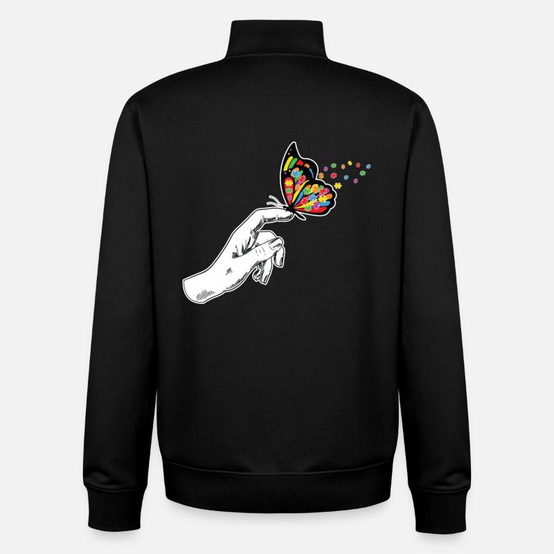 Schmetterling Autismus Bewusstsein - Unisex Organic Zip Sweatshirt von Stanley/Stella - Schwarz