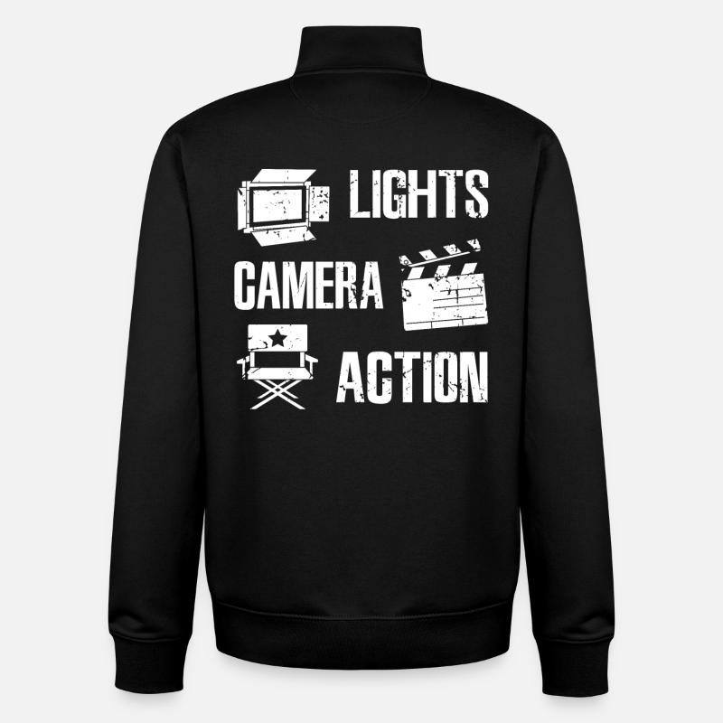 Cinéaste - Sweat zippé unisexe en coton bio Stanley/Stella - noir