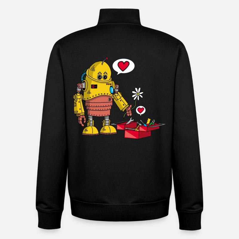 Robot amoureux - Sweat zippé unisexe en coton bio Stanley/Stella - noir