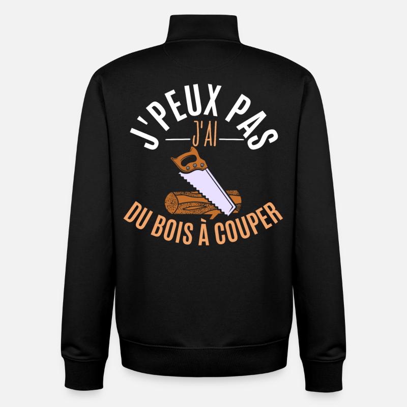 J’peux pas j’ai du bois à couper - Sweat zippé unisexe en coton bio Stanley/Stella - noir