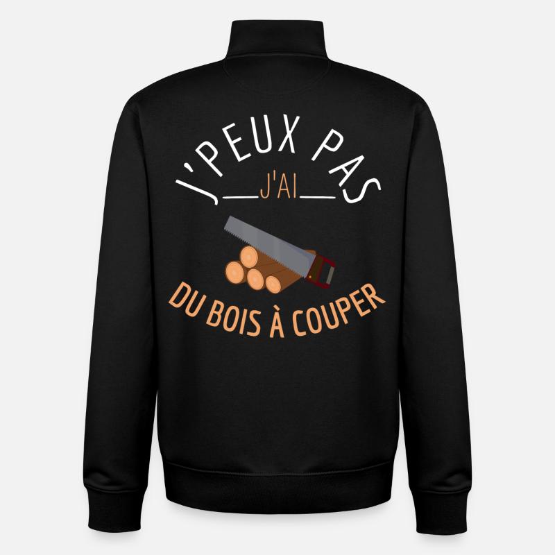 J’peux pas j’ai du bois à couper - Sweat zippé unisexe en coton bio Stanley/Stella - noir