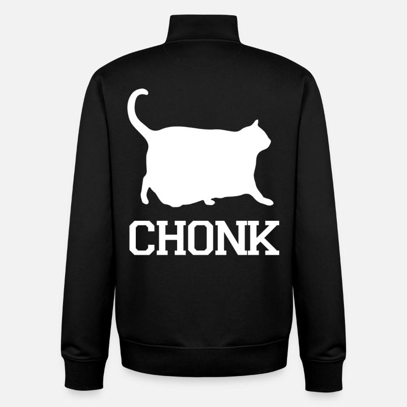 Chat chonk - Sweat zippé unisexe en coton bio Stanley/Stella - noir