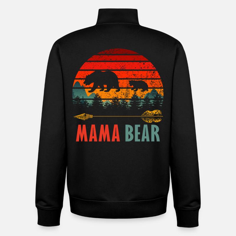 mama bear - Unisex Organic Zip Sweatshirt by Stanley/Stella - black