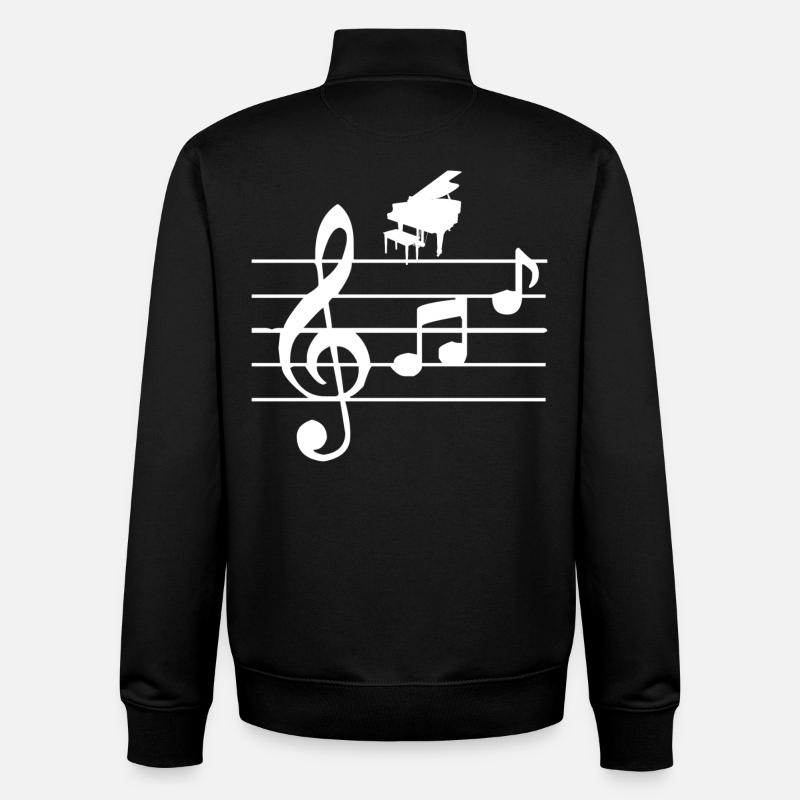 Piano - Sweat zippé unisexe en coton bio Stanley/Stella - noir