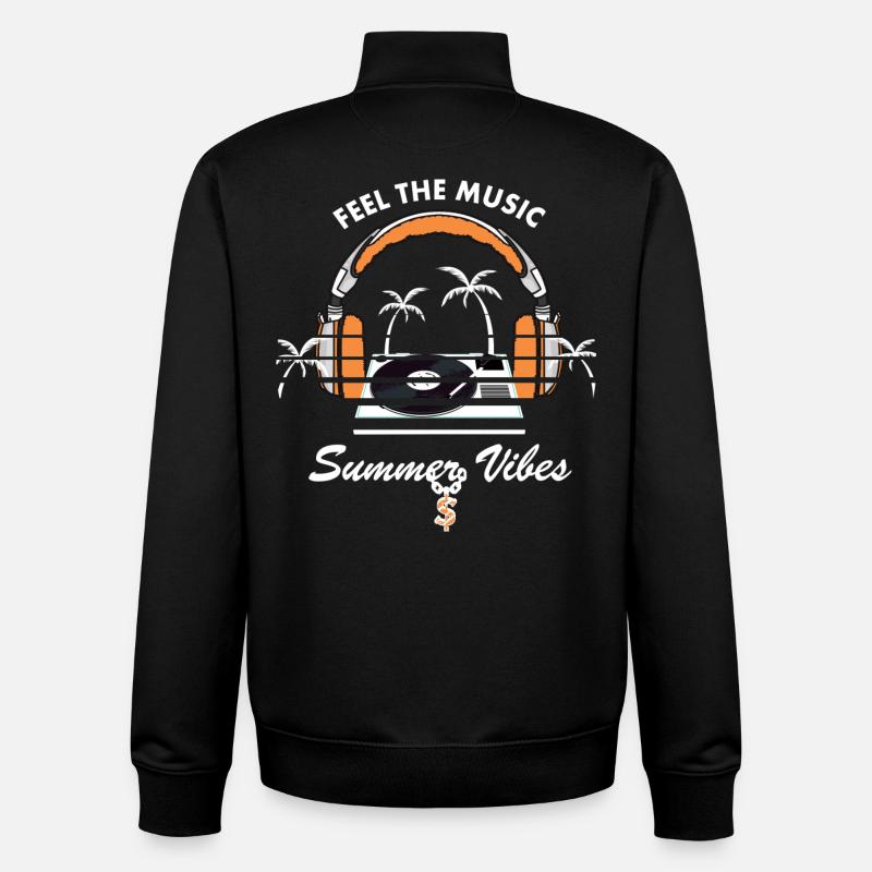 Musique d’été - Sweat zippé unisexe en coton bio Stanley/Stella - noir