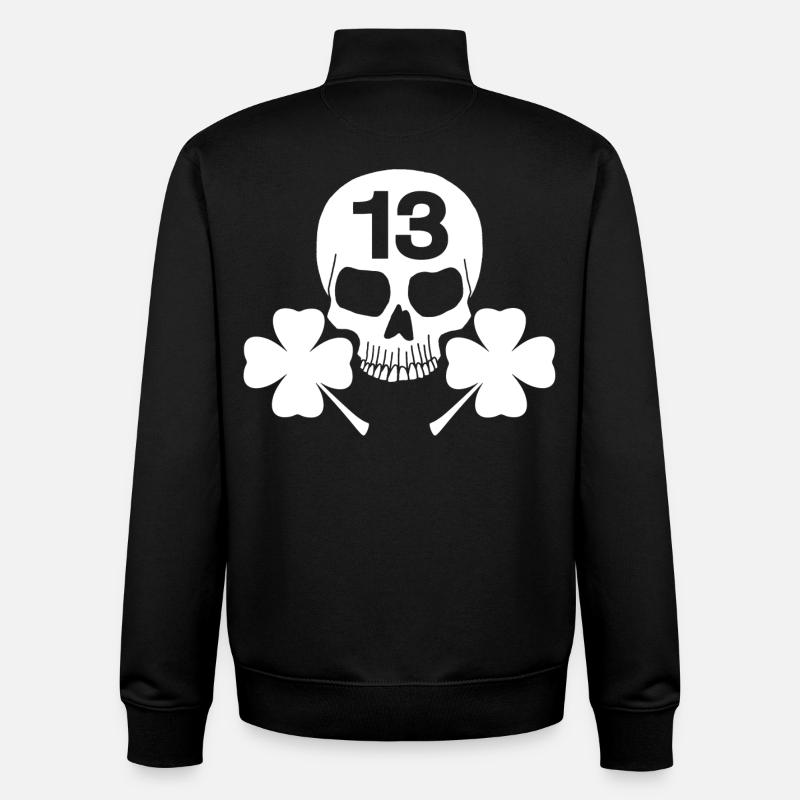 Crâne blanc porte-bonheur - Sweat zippé unisexe en coton bio Stanley/Stella - noir