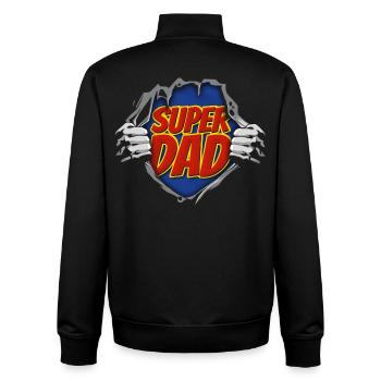 Super Dad Super Hero Geschenk zum Vatertag - Unisex Organic Zip Sweatshirt von Stanley/Stella - Schwarz - Hinten - AI Model Male 185 light (185cm)