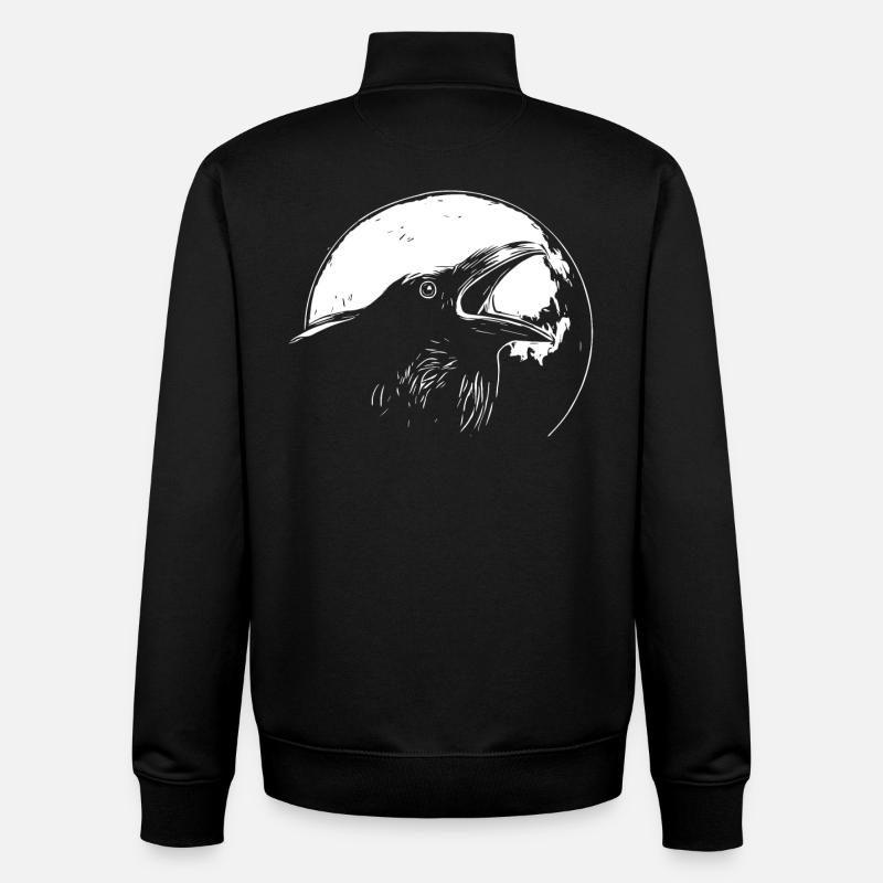 Rabe im Vollmond - Unisex Organic Zip Sweatshirt von Stanley/Stella - Schwarz