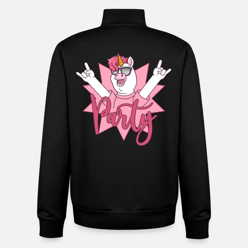 Party Unicorn - Unisex Organic Zip Sweatshirt by Stanley/Stella - black