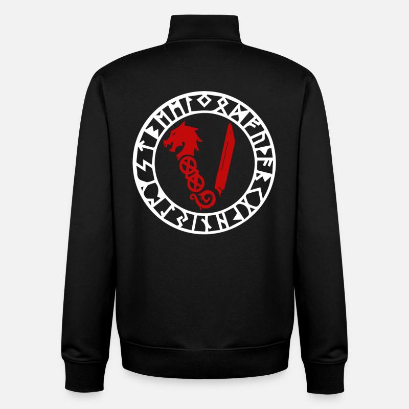 Symbole des Vikings - Sweat zippé unisexe en coton bio Stanley/Stella - noir