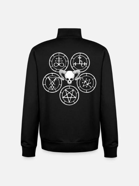 Weißer Dämonenschädel und dämonische Symbole - Unisex Organic Zip Sweatshirt von Stanley/Stella - Schwarz