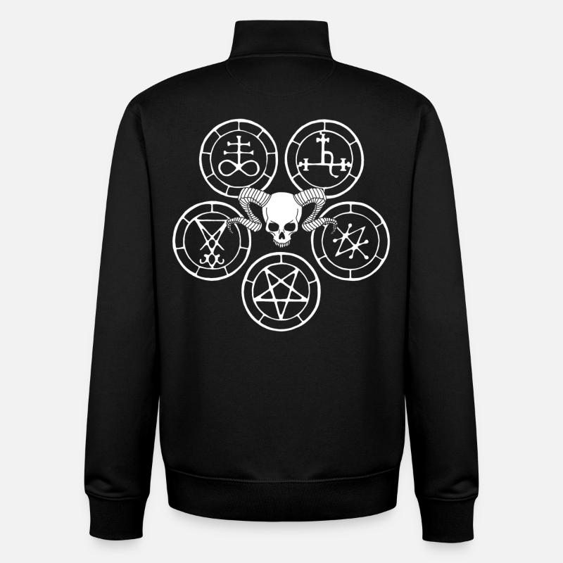 Weißer Dämonenschädel und dämonische Symbole - Unisex Organic Zip Sweatshirt von Stanley/Stella - Schwarz