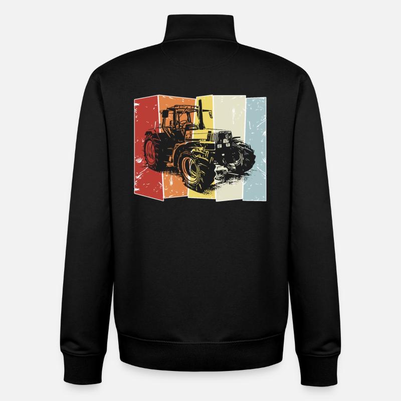 Tracteur Deutz style rétro - Sweat zippé unisexe en coton bio Stanley/Stella - noir