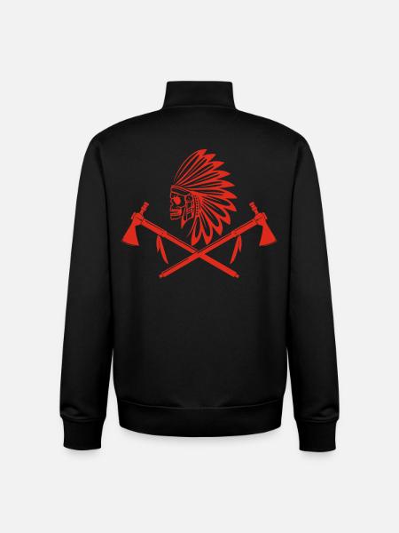 Red Indian Warrior - Unisex Organic Zip Sweatshirt by Stanley/Stella - black