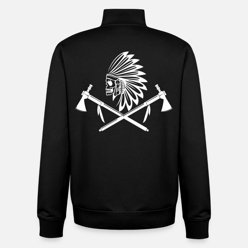 white indian warrior - Unisex Organic Zip Sweatshirt by Stanley/Stella - black