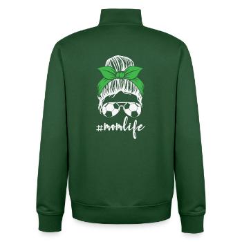 Soccer Mom Life Messy Bun Sunglasses Bandana - Unisex Organic Zip Sweatshirt by Stanley/Stella - bottle green - Back - AI Model Male 185 dark (185cm)