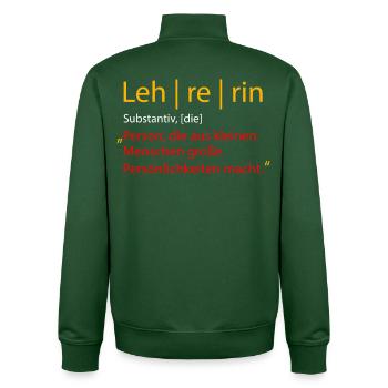 Lehrerin - Unisex Organic Zip Sweatshirt von Stanley/Stella - Flaschengrün - Hinten - AI Model Male 185 dark (185cm)