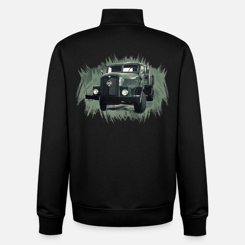 Camion à plateau IFA H6 - Sweat zippé unisexe en coton bio Stanley/Stella - noir