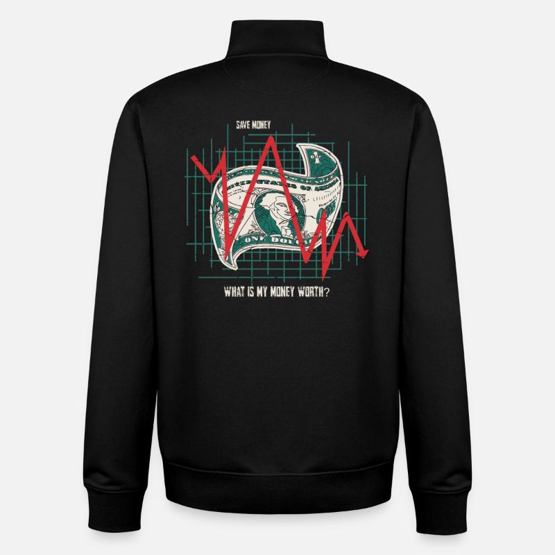 Que vaut mon argent d’autre! - Sweat zippé unisexe en coton bio Stanley/Stella - noir