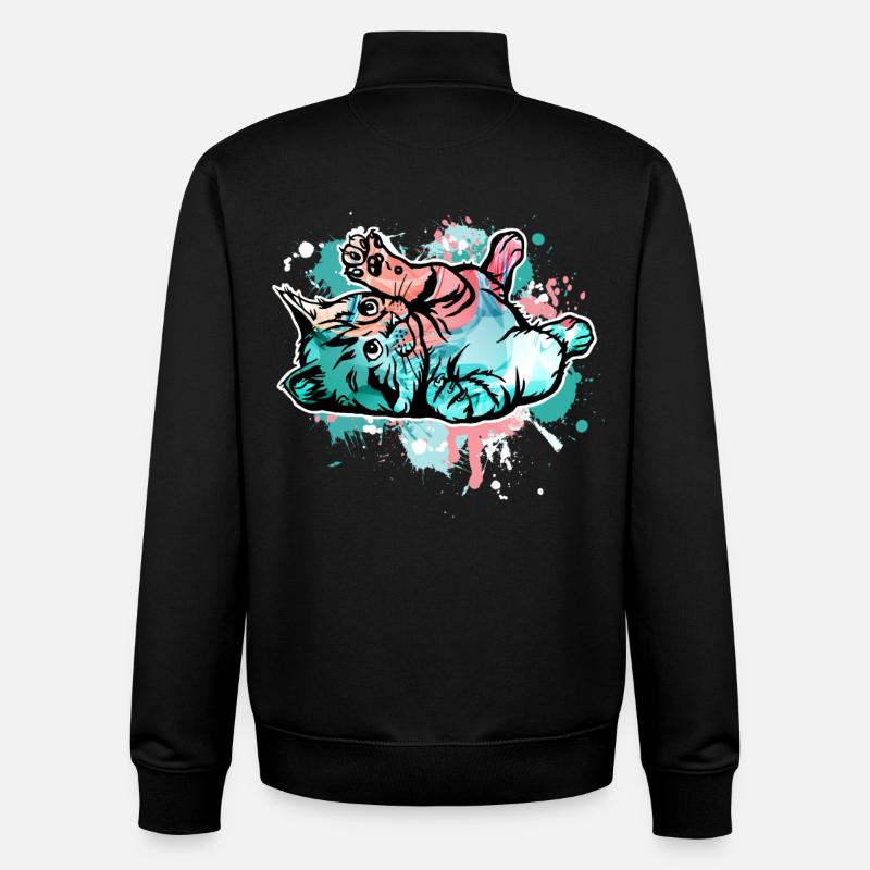 Chat - Sweat zippé unisexe en coton bio Stanley/Stella - noir