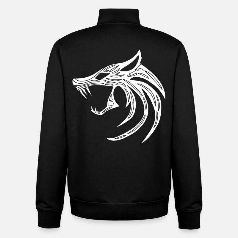 Loup démoniaque blanc - Sweat zippé unisexe en coton bio Stanley/Stella - noir